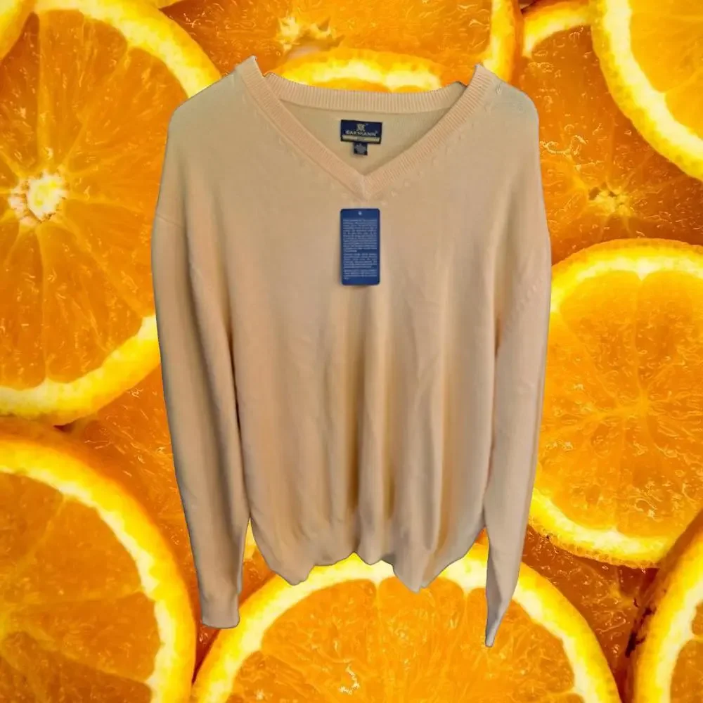 New Sakmann Yellow‎ V Neck Sweater Size Large [A]